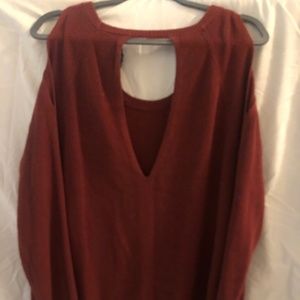 Rust Colored Cold Shoulder Sweater